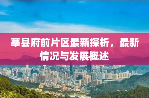 莘縣府前片區(qū)最新探析，最新情況與發(fā)展概述