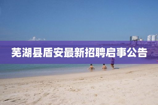 蕪湖縣盾安最新招聘啟事公告