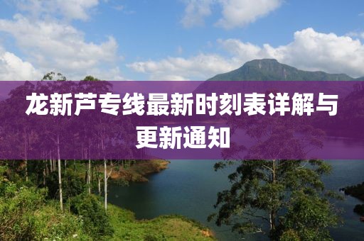 龍新蘆專(zhuān)線最新時(shí)刻表詳解與更新通知