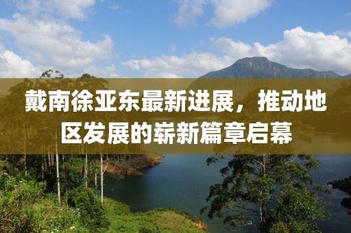 戴南徐亞東最新進展，推動地區(qū)發(fā)展的嶄新篇章啟幕
