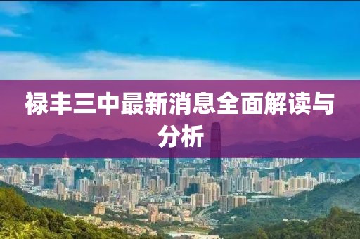 祿豐三中最新消息全面解讀與分析