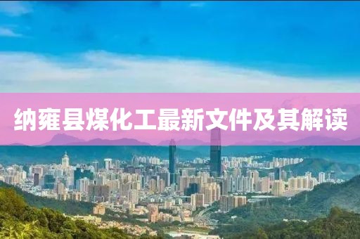 納雍縣煤化工最新文件及其解讀