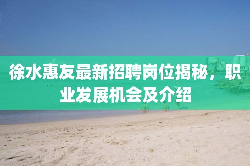 徐水惠友最新招聘崗位揭秘，職業(yè)發(fā)展機會及介紹