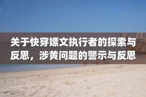 關(guān)于快穿嫖文執(zhí)行者的探索與反思，涉黃問(wèn)題的警示與反思