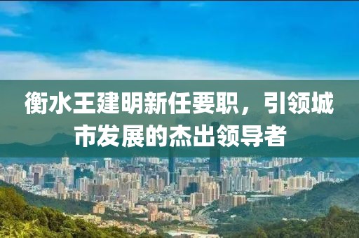 衡水王建明新任要職，引領(lǐng)城市發(fā)展的杰出領(lǐng)導(dǎo)者