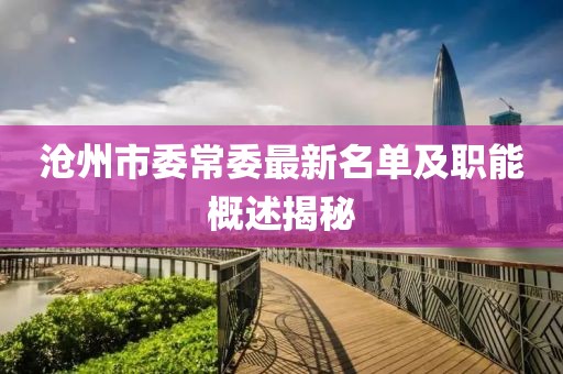 滄州市委常委最新名單及職能概述揭秘