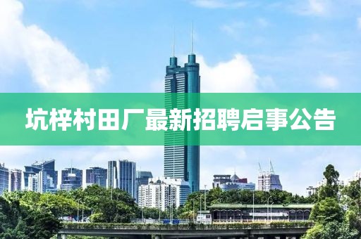 坑梓村田廠最新招聘啟事公告