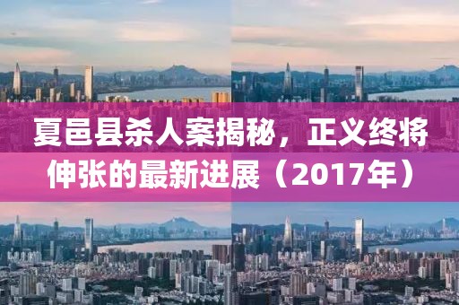 夏邑縣殺人案揭秘，正義終將伸張的最新進展（2017年）