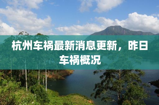 杭州車(chē)禍最新消息更新，昨日車(chē)禍概況