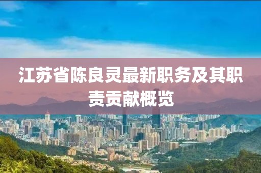 江蘇省陳良靈最新職務(wù)及其職責(zé)貢獻(xiàn)概覽