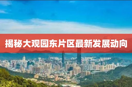 揭秘大觀園東片區(qū)最新發(fā)展動向